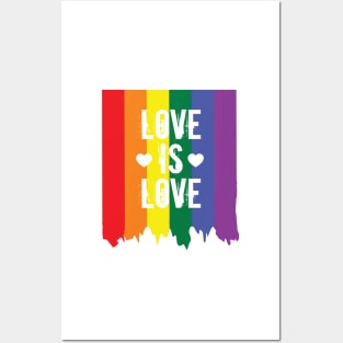 Gay Pride Rainbow Paint Love Is Love Flag Posters and Art